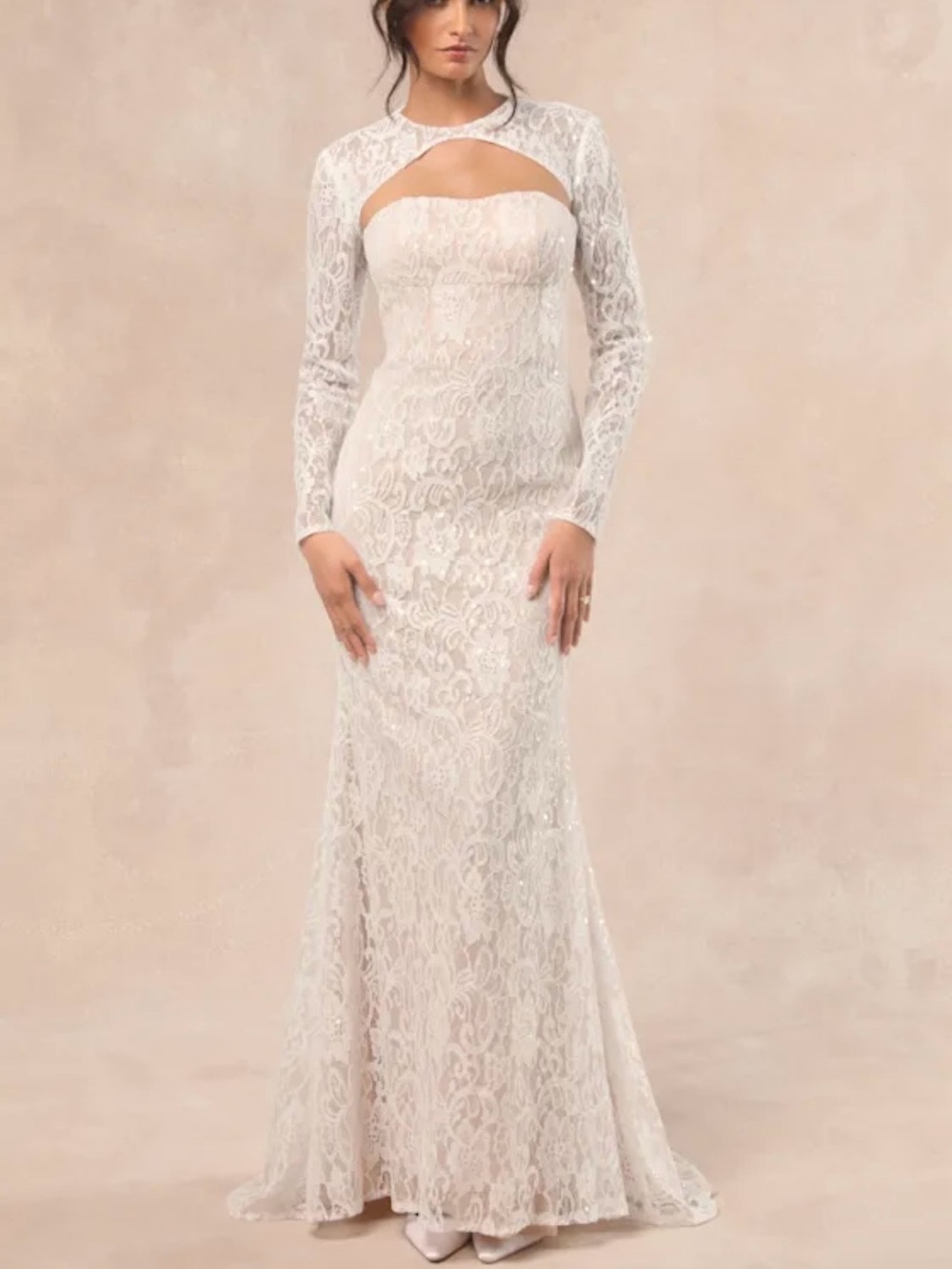 NWT Lulus Neska and lace white maxi dress with shrug